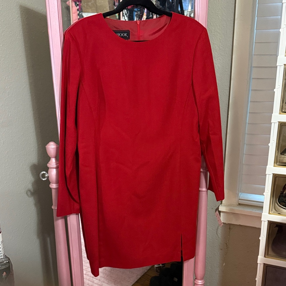 Vintage J.G. Hook Cherry Red Wool Sheath Lined Capsule Dress